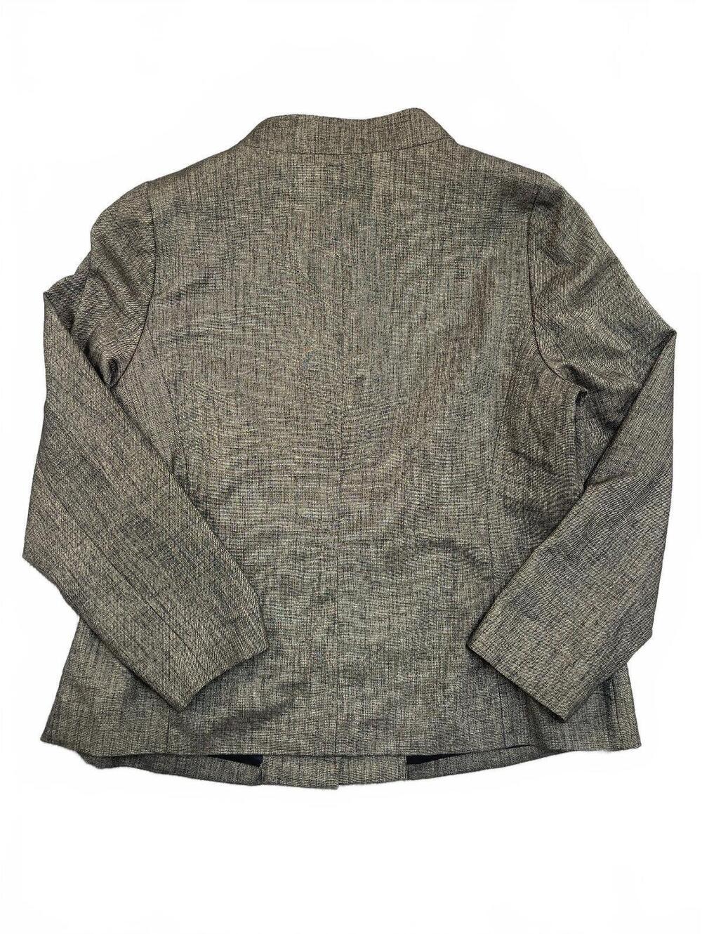 AK Anne Klein Women's Brown Textured Mandarin Collar Button-Front Blazer Jacket